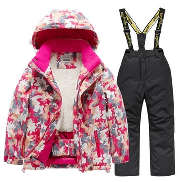 breaise Girls Boys Ski Sets Insulated Waterproof Snow Bibs Overalls Hooded Jacket Outfit 2024 Winter Warm Outdoor Ski Mountain Snow Suits Thermal Snowsuits for Kids
