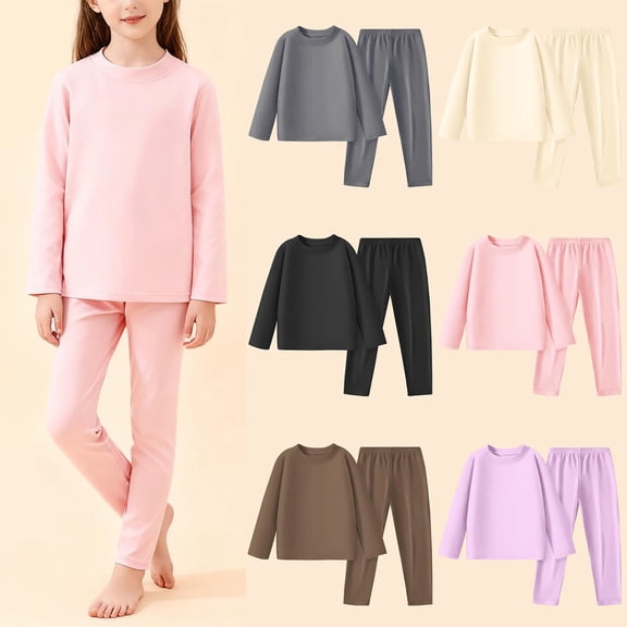 breaise Girls Boys Thermal Underwear Set Kids Thermals Top and Bottom Set Base Layer for Cold weather