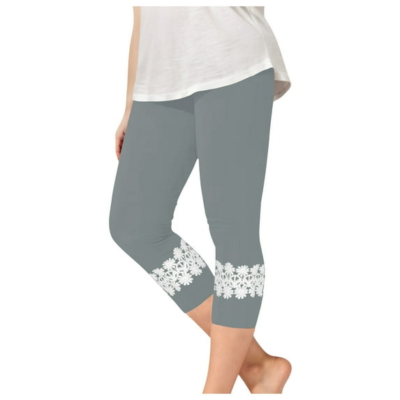 breaise Girls Capri Leggings Lace Trim Stretchy Cropped Yoga Pants Elastic High Waisted Kids Lightweight Athletic Tights