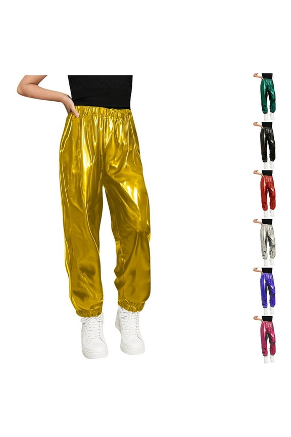 Girls Cargo Pants for Kids Boys Sequin Streetwear Hip Hop Dance Jogger Pants for Kids 4-15 Years
