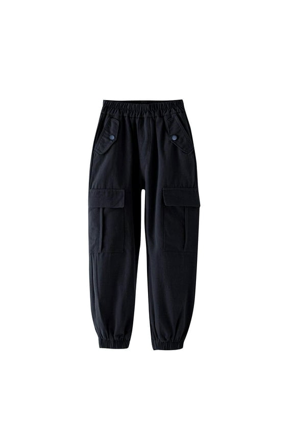 Girls Cargo Sweatpants Boys Oversized Joggers Elastic Waist Cargo Sweatpants for Boys Wide Straight Leg with Pockets