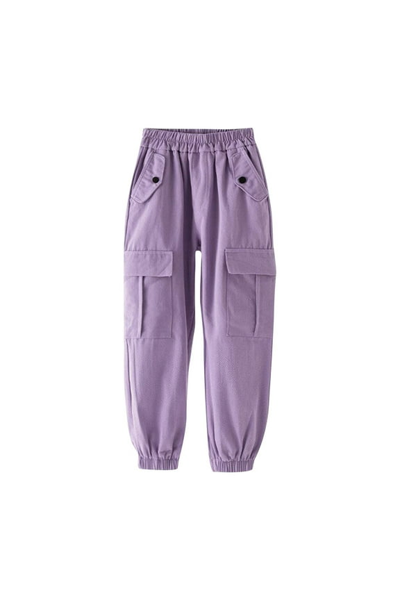 Girls Cargo Sweatpants Boys Oversized Joggers Elastic Waist Cargo Sweatpants for Boys Wide Straight Leg with Pockets