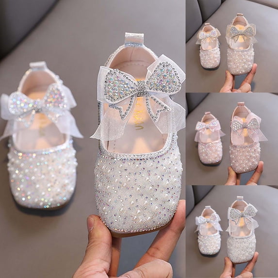 breaise Girls Classic Slip on Mary Jane Ballet Flats Glitter Wedding Party Flower Girl Princess Dress Shoes for Kid Toddler