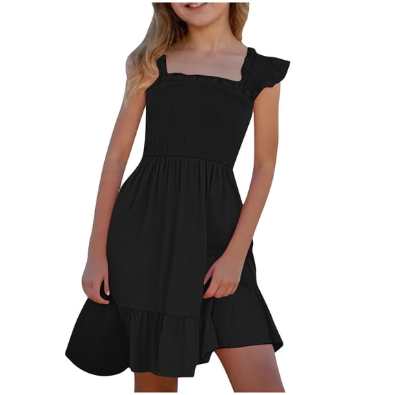 breaise Girls Dresses Tie Back Sundress for Girls Ruffle Short Sleeve Dresses Kids Cute Tiered Party Dress
