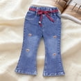 thumbnail image 1 of breaise Girls Flare Jeans Elastic Waist Flared Denim Pant Y2K Cute Bell-Bottoms Pants with Pockets, 1 of 6