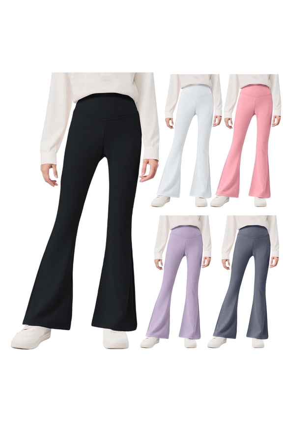 Girls Flare Leggings Bell Bottoms Yoga Pants Casual High Waisted Bootcut Dance Pants Sports Long Pant