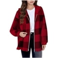 thumbnail image 1 of breaise Girls Fleece Jacket Zip up Hooded Plaid Shacket Coat Kids Long Sleeve Sherpa Jackets Teen Warm Winter Coats 5-16 Years, 1 of 5