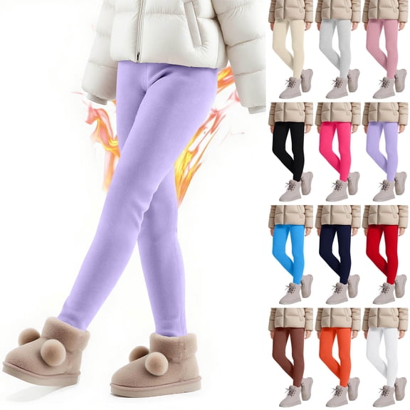 breaise Girls Fleece Lined Leggings Kids Warm Tights Footless Winter Thermal Pantyhose Stockings