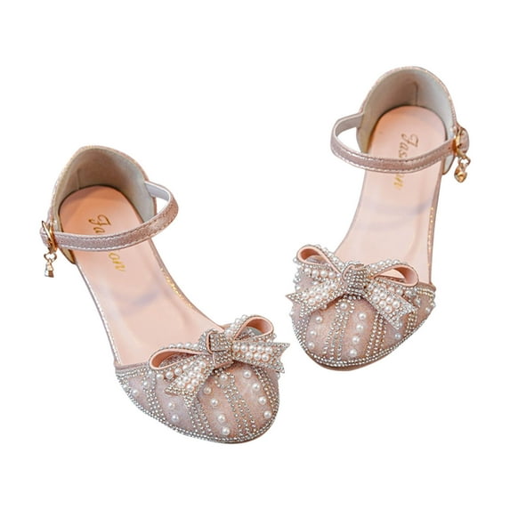 breaise Girls Glitter Ballet Flats Mary Janes Pearl Rhinestonesr Princess Wedding Party School Dress Shoes