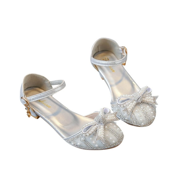 breaise Girls Glitter Ballet Flats Mary Janes Pearl Rhinestonesr Princess Wedding Party School Dress Shoes