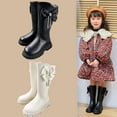 thumbnail image 1 of breaise Girls Knee High Boots Fashion Bowknot Ruffle Trim Side Zipper Riding Boots Fall Winter Trendy High Top Shoes, 1 of 10