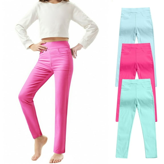 breaise Girls' Leggings Cotton Tight Bottom Pants, Stretch Leggings for Girls Toddler Little Kids Baby 3 Pack
