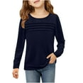 thumbnail image 1 of breaise Girls Long Sleeve Shirts Kids Crew Neck Tunic Tops Blouse Casual Pleated Front Solid T Shirts Tops 5-14 Years, 1 of 9
