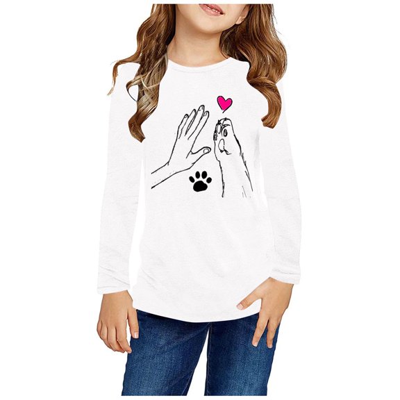 breaise Girls Long Sleeve Tees Girls Graphic Print T-Shirts Kids Basic Crewneck T-Shirts Top for Teen Youth Girls