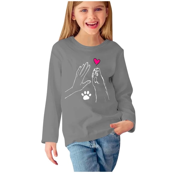breaise Girls Long Sleeve Tees Girls Graphic Print T-Shirts Kids Basic Crewneck T-Shirts Top for Teen Youth Girls