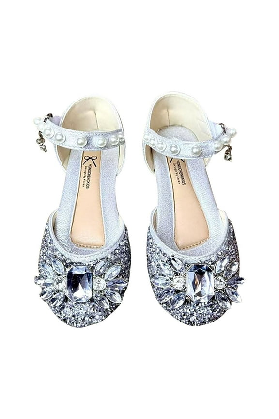 Girls Mary Jane Shoe Little Girls Sparking Princess Dress Cute Low Heel Dance Shoes Wedding Party Shoe