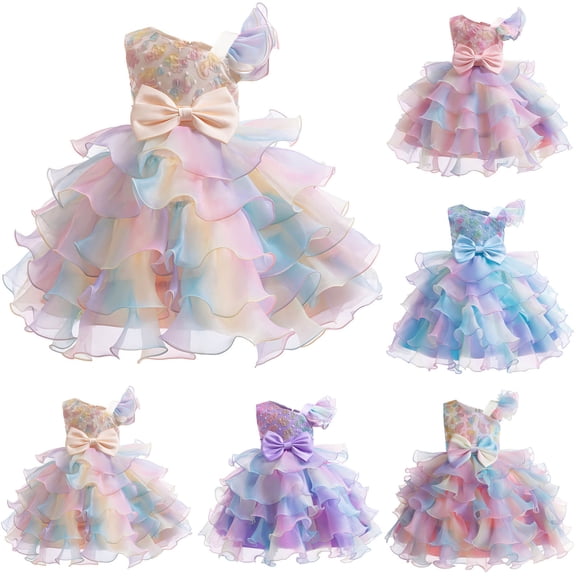 breaise Girls Pageant Party Dress Ruffle Flower Kids Wedding Ball Gown Sequin Formal Princess Dress 3-11 Years