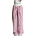 thumbnail image 1 of breaise Girls Plaid Wide Leg Pants Teen Lounge Pants Comfy Baggy Drawstring Straight Leg Pants with Pockets, 1 of 5