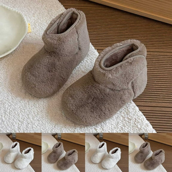 breaise Girls Plush Bootie Slippers,Boys Fuzzy Bedroom Slipper Booties, Little Kids Cozy Fluffy Winter Snow Boots