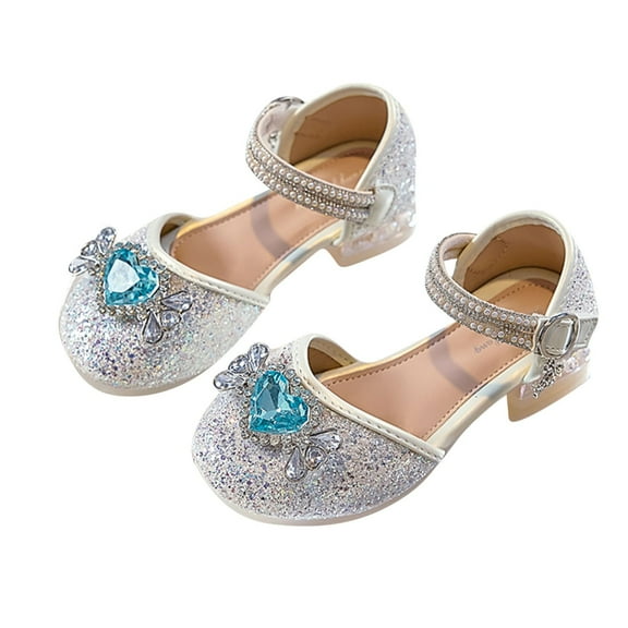 breaise Girls Sandals Closed Toe Heels Wedding Party Dress Shoes Toddler Girls Sequins Low Heels Princess Sandals