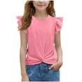 thumbnail image 1 of breaise Girls Shirt - Short-Sleeve Twist Front T-Shirt for Girls with Cute Flying Sleeves - Summer Blouse Tunic Tee Tops, 1 of 9