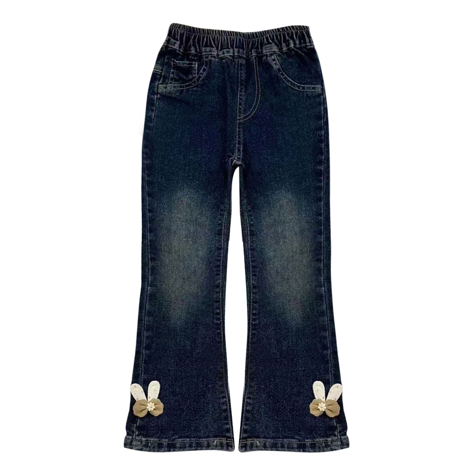 Mädchen Flare Jeans High Waist - Boot-Cut Stretch Denim Hose Mit Taschen Teenager Trend