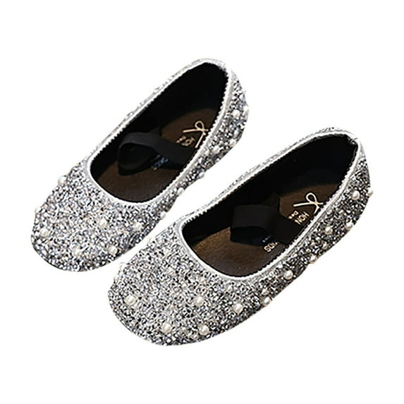 breaise Girls Slip on Mary Jane Ballet Flats Glitter Wedding Party Bridesmaids Flower Girl Princess Dress Shoes for Kid Toddler