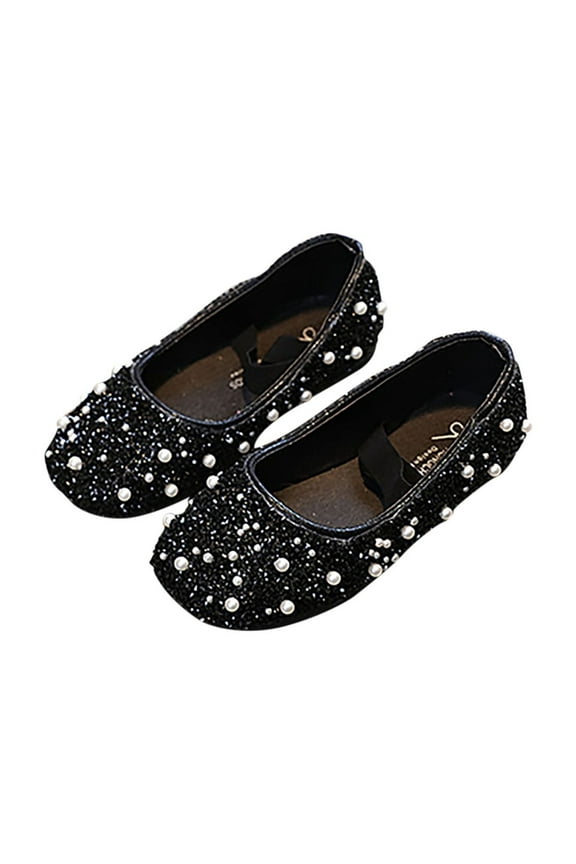 Girls Slip on Mary Jane Ballet Flats Glitter Wedding Party Bridesmaids Flower Girl Princess Dress Shoes for Kid Toddler