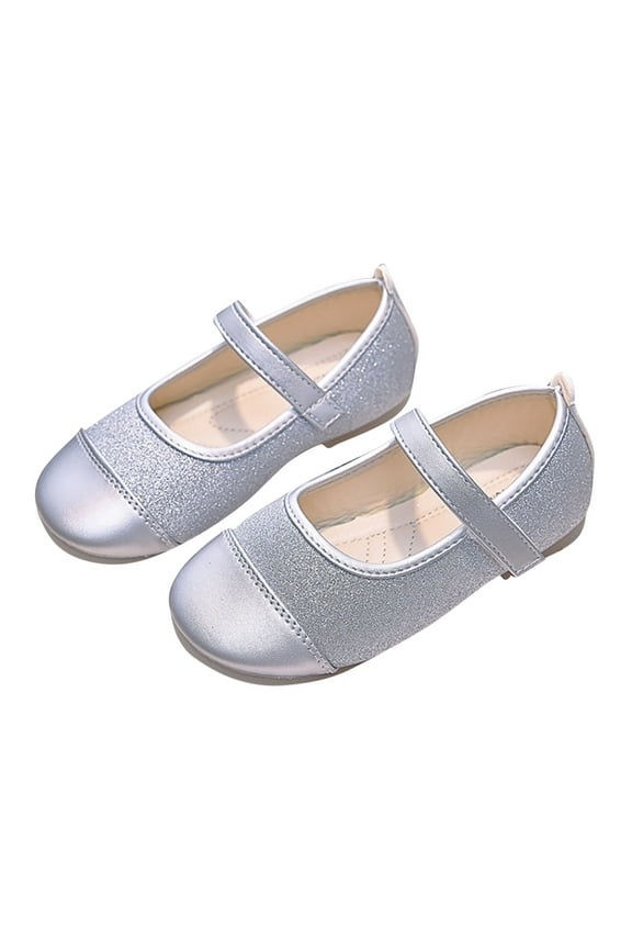 Girls Slip on Mary Jane Ballet Flats Glitter Wedding Party Dress Shoes Flower Girl Princess Shoes for Kid Toddler