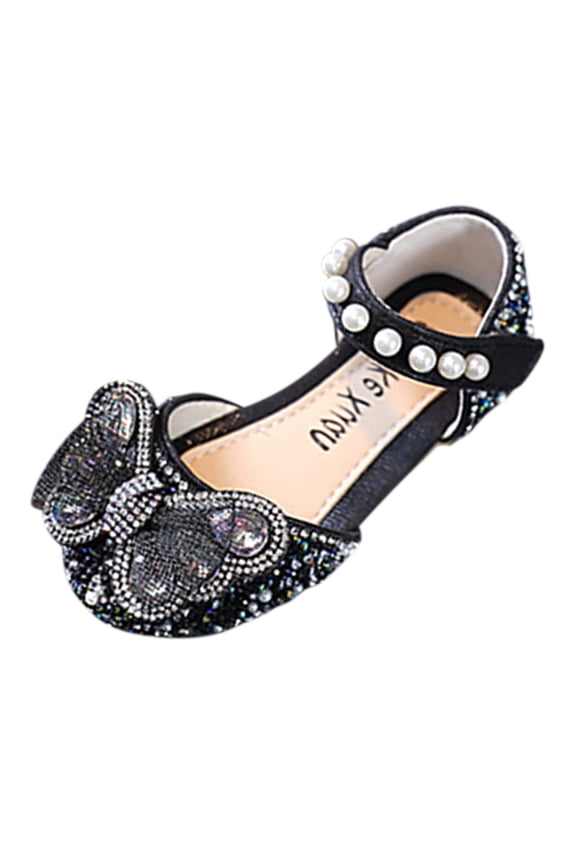 Girls Toddler Little Ballet Shoes - Flower Girls Mary Jane Flats Dress Shoes - Wedding Princess Crystal Wedding Flower Girls Shoes - Bridesmaids Glitter Princess Shoes