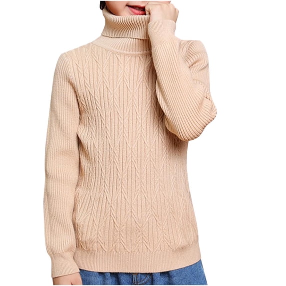 breaise Girls Turtleneck Sweaters Kids Fashion Ribbed Knit Pullover Sweater Fall Warm Solid Sweater 3-14year