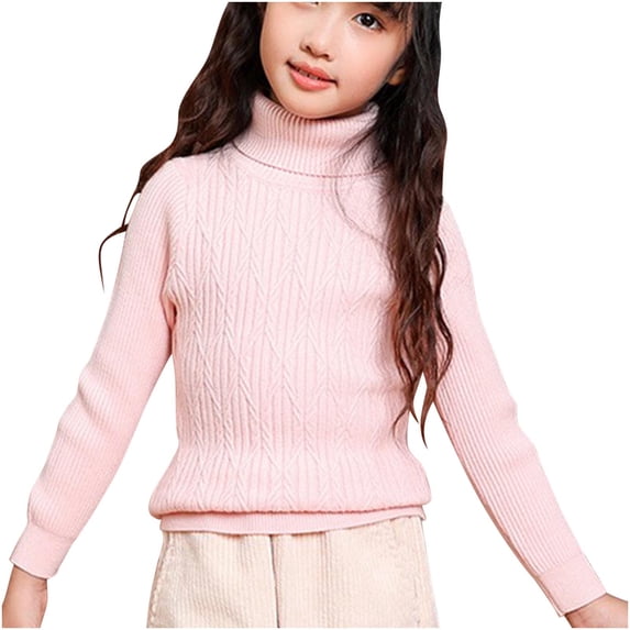 breaise Girls Turtleneck Sweaters Kids Fashion Ribbed Knit Pullover Sweater Fall Warm Solid Sweater 3-14year