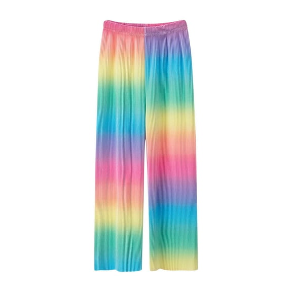 breaise Girls Wide Leg Pants Funny Colorful Pajamas Pants Pleated Straight Leg Pants Casual Loose Jogger Trouses Yoga Dance Long Pants