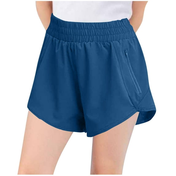 breaise Girls and Toddlers Active Running Shorts Elastic High Waisted with Pockets,Sporty Workout Quick Dry Athletic Shorts