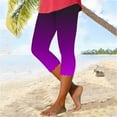 thumbnail image 1 of breaise High Waisted Capri Leggings for Women Tummy Control Knee Length Capris Workout Running Yoga Pants 2024 Summer Gradient Color Cropped Trousers, 1 of 6