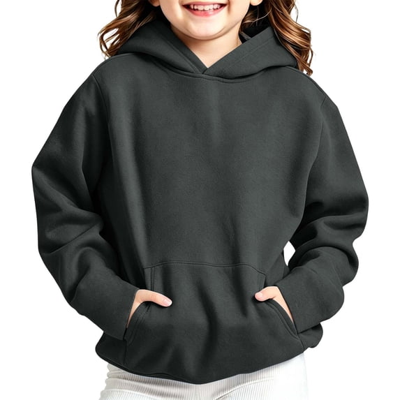 breaise Hoodie for Kids Long Sleeve Sweatshirt Boy and Girls Hooded Pullover Casual Solid Color Fall Sweatshirts