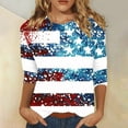 thumbnail image 1 of breaise Independence Day Shirts for Women Proud Patriotic Red White and Blue Graphic Tshirts Cute 3/4 Sleeve Tees Lightweight Crewneck Blouses Tops Going Out Tops for Women, 1 of 4