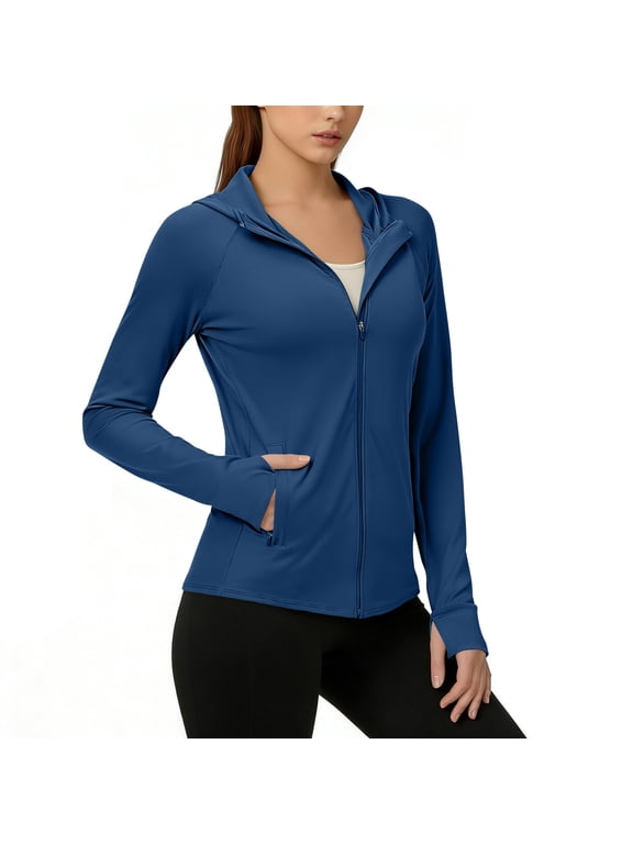 Jackets for Women Full Zip Up Sun Protection Coat Lightweight Long Sleeve UPF 50+ Workout Hoodie