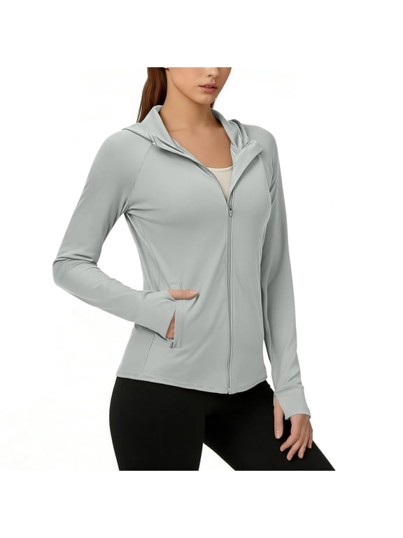 Jackets for Women Full Zip Up Sun Protection Coat Lightweight Long Sleeve UPF 50+ Workout Hoodie