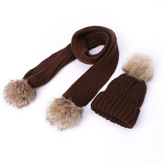 breaise Kid's Winter Beanie Hat Scart Gloves Set, Knit Warm Toddler Winter Cap Gloves Neck Warmer