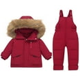 thumbnail image 1 of breaise Kids 2-Piece Snowsuit Set, Girls Boys Waterproof Outdoor Ski Suit Winter Hooded Puffer Jacket & Snow Bib Pant, 1 of 7