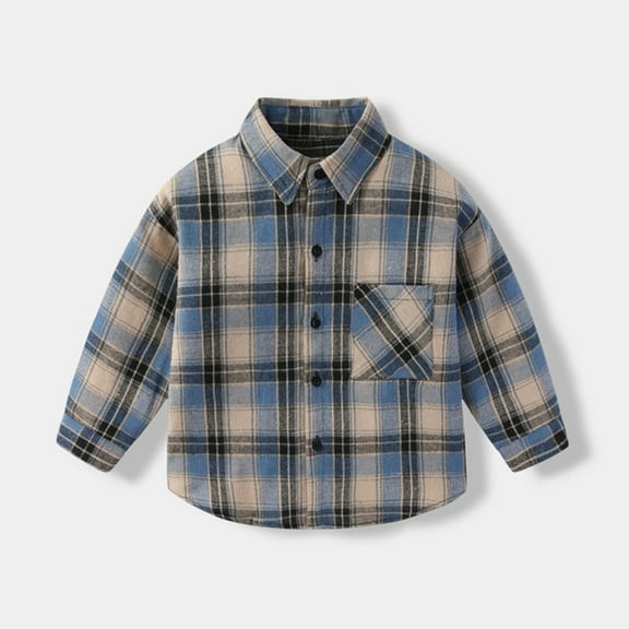 breaise Kids Boys Casual Button Down Shirt Toddler Long Sleeve Plaid Shirt Casual Western Shirts