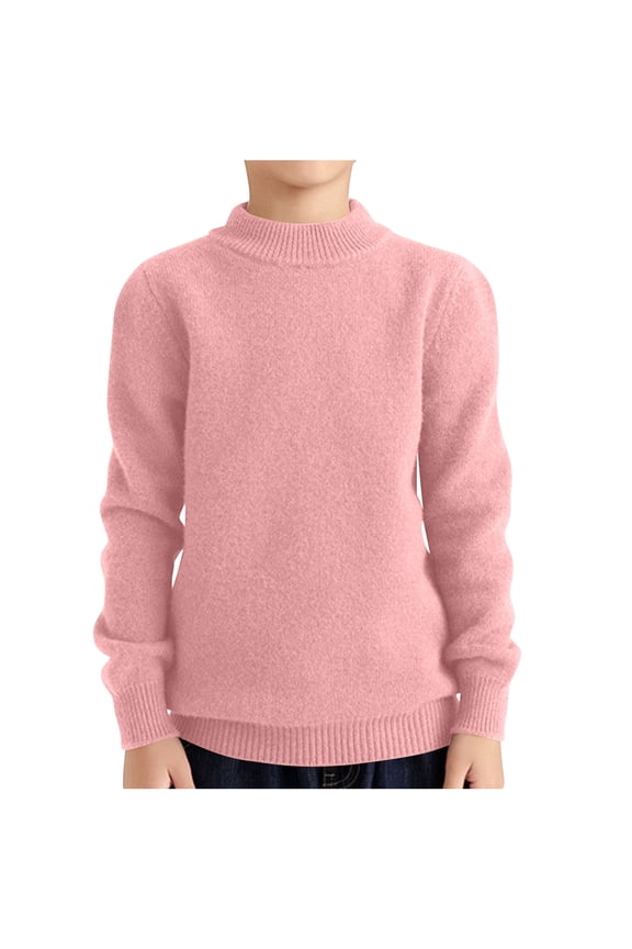 Kids Boys Girls Long Sleeve Tops Cozy Fleece Turtleneck T-Shirt Children's Mock Neck Tshirt Blouse