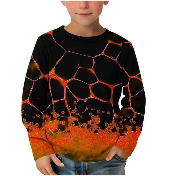 breaise Kids Boys Long Sleeve Crewneck T-Shirts Trendy Tie Dye Print Pullover Tops 2025 Spring Casual Sweatshirt