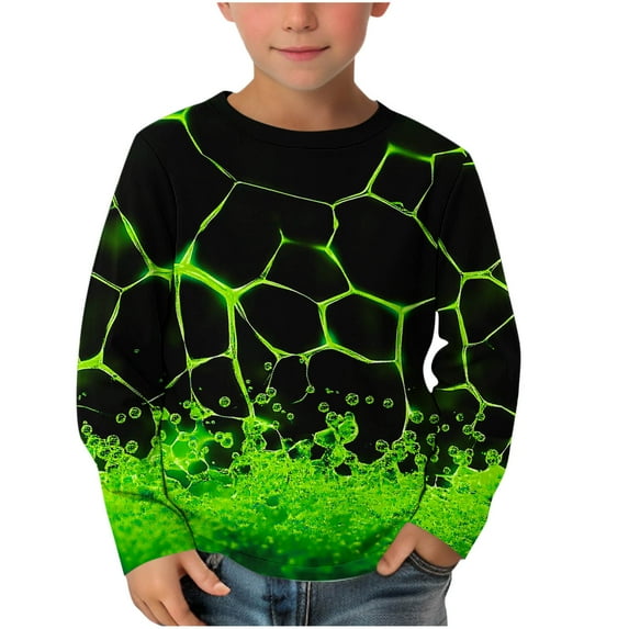 breaise Kids Boys Long Sleeve Crewneck T-Shirts Trendy Tie Dye Print Pullover Tops 2025 Spring Casual Sweatshirt