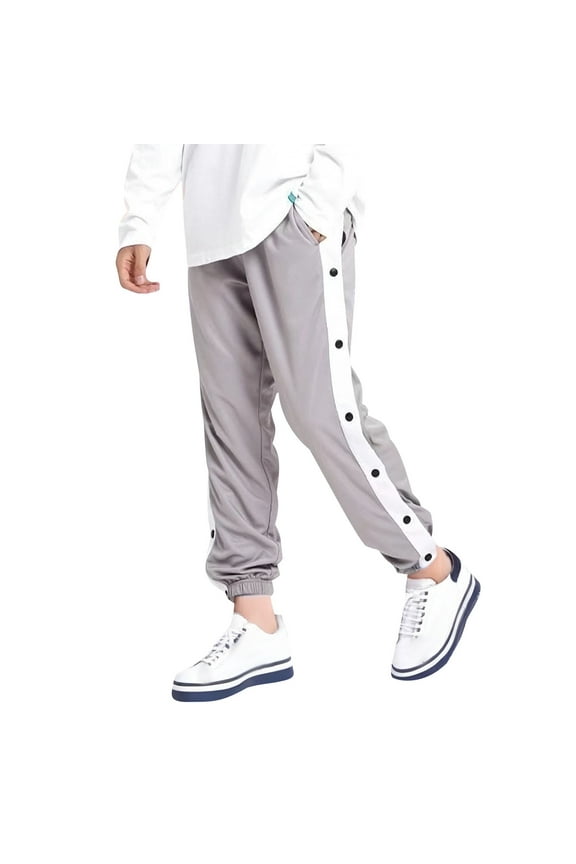 Kids Boys Side Split Button Pants Sweatpants Sport Basketball School Trousers with Pockets Jogging Pants