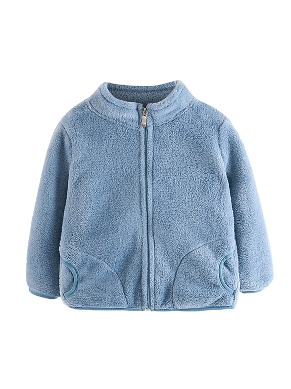 Kids Fleece Sweatshirt Jacket - Baby Boy & Girl Sweater Outerwear Coat Toddler Full Zip Jacket Outwear Overcoat Warm Fall Winter for Children