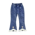 thumbnail image 1 of breaise Kids Girls Jeans Casual Ruffle Bell-Bottoms Denim Pants Mid Waist Flared Trousers, 1 of 3