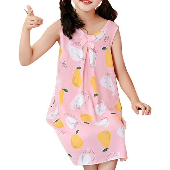 breaise Kids Girls Nightgown Nightdress Soft Sleepwear Beach Casual Summer Dresses Loose Sundress 1-8 Years