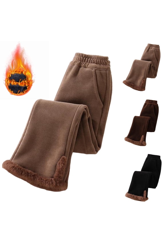 Kids Girls Thermal Fleece Jogger Pants Sherpa Lined Sweatpants Winter Warm Thick Track Pants
